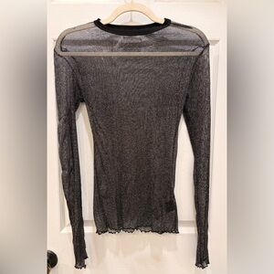 Urban Outfitters Out From Under Black and Silver Sheer Long Sleeve Top Size L